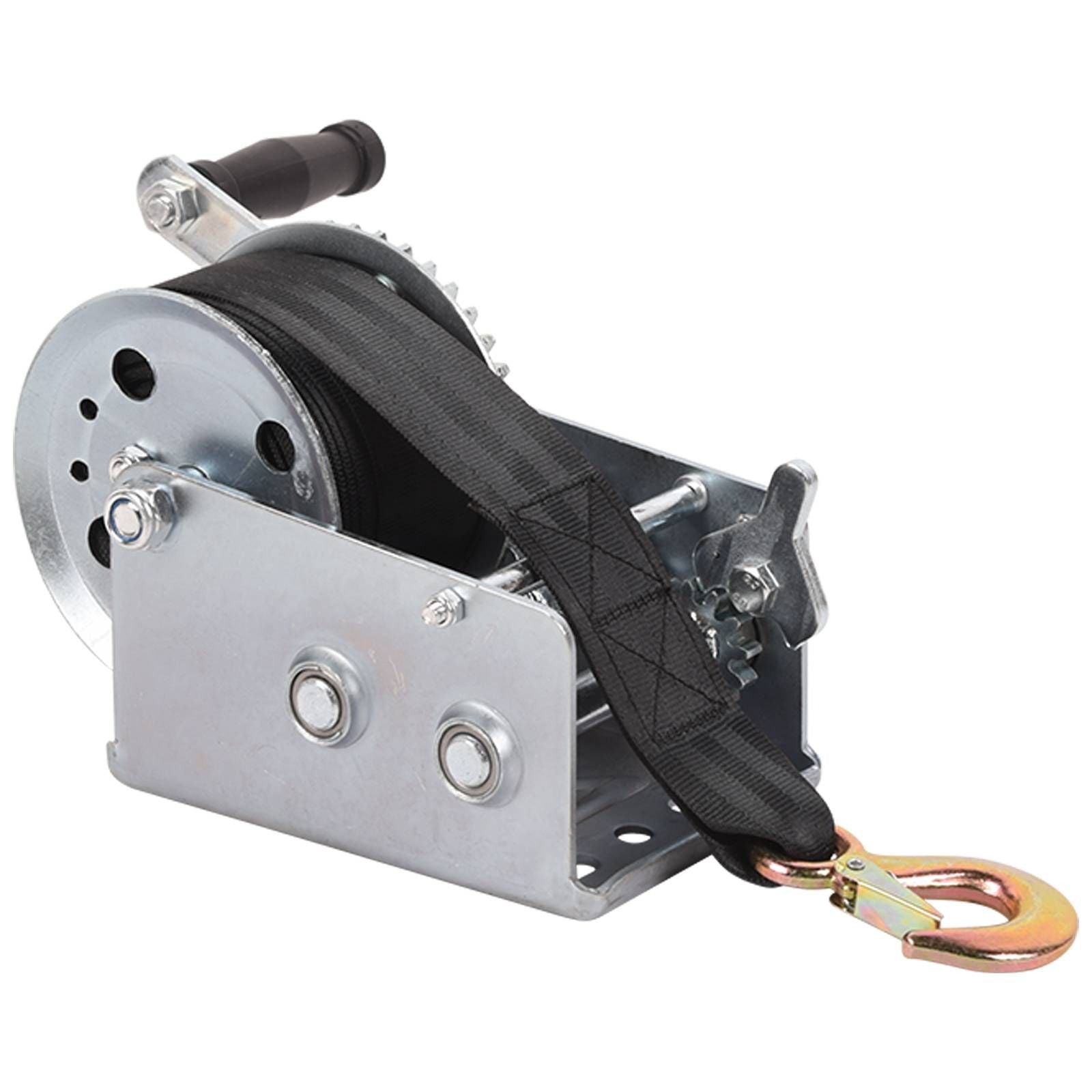 Boat Trailer Winch Hand Winch 2500lbs Heavy Duty Hand Crank Winch with 23ft Polyester Strap, Manual Operated Ratchet ATV image 3