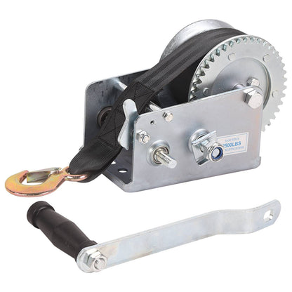 Boat Trailer Winch Hand Winch 2500lbs Heavy Duty Hand Crank Winch with 23ft Polyester Strap, Manual Operated Ratchet ATV image 2