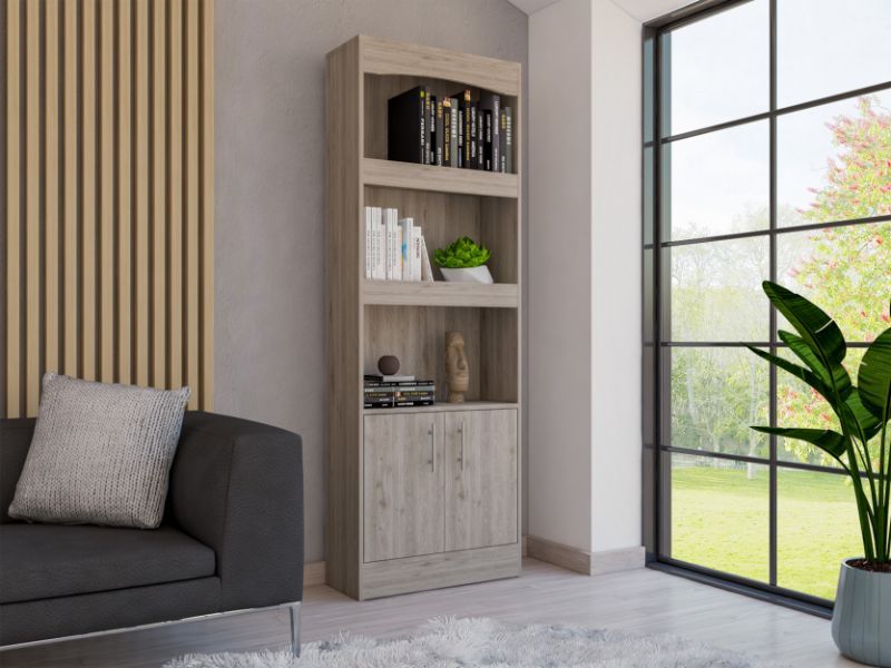 Bookcase Denver,Metal Hardware, Light Gray Finish image 9