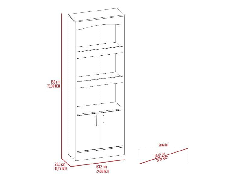 Bookcase Denver,Metal Hardware, Light Gray Finish image 8