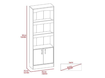 Bookcase Denver,Metal Hardware, Light Gray Finish image 8