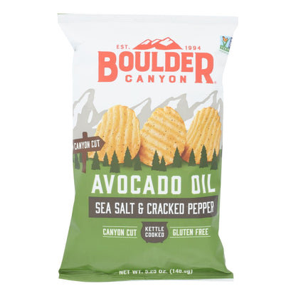 Boulder Canyon - Avocado Oil Canyon Cut Potato Chips - Sea Salt And Cracked Pepper - Case Of 12 - 5.25 Oz. image 1