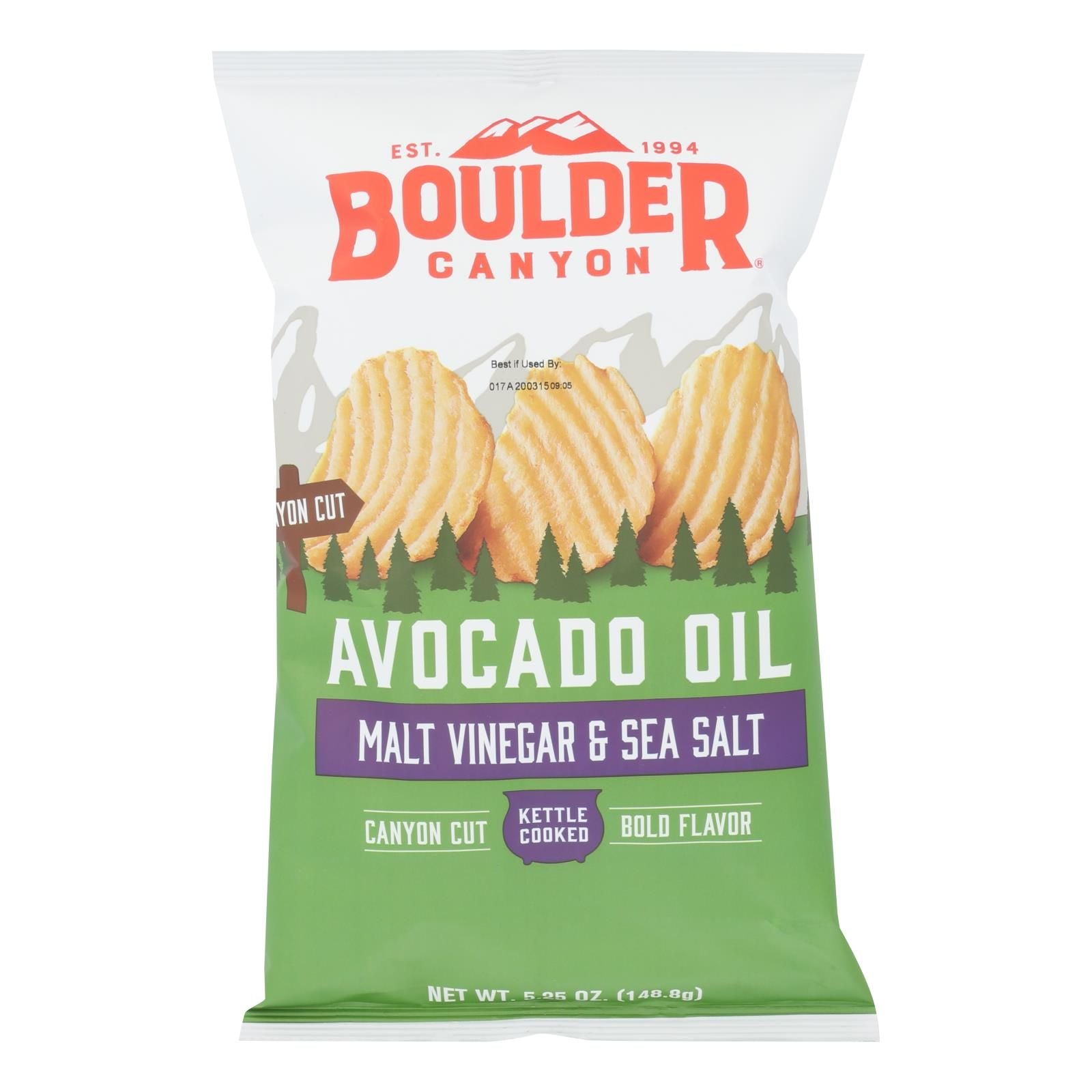 Boulder Canyon - Kettle Chips - Malt Vinegar And Sea Salt - Case Of 12 - 5.25 Oz. image 1
