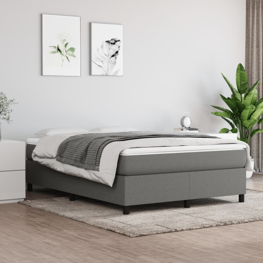 Box Spring Bed Frame Dark Gray Fabric (US/AU Only) image 1