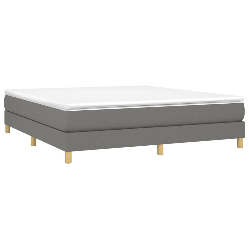 Box Spring Bed Frame Dark Gray King Fabric (US Only) image 3