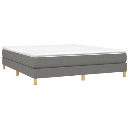 Box Spring Bed Frame Dark Gray King Fabric (US Only) image 3