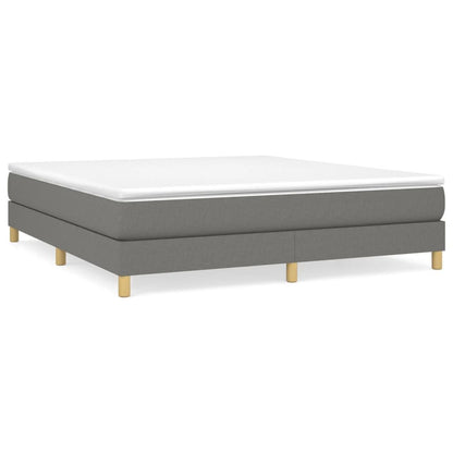Box Spring Bed Frame Dark Gray King Fabric (US Only) image 2