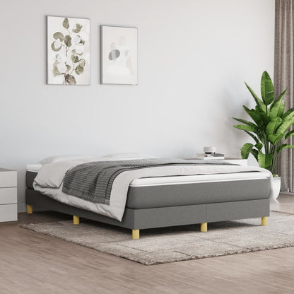 Box Spring Bed Frame Dark Gray Queen Fabric (US Only) image 1