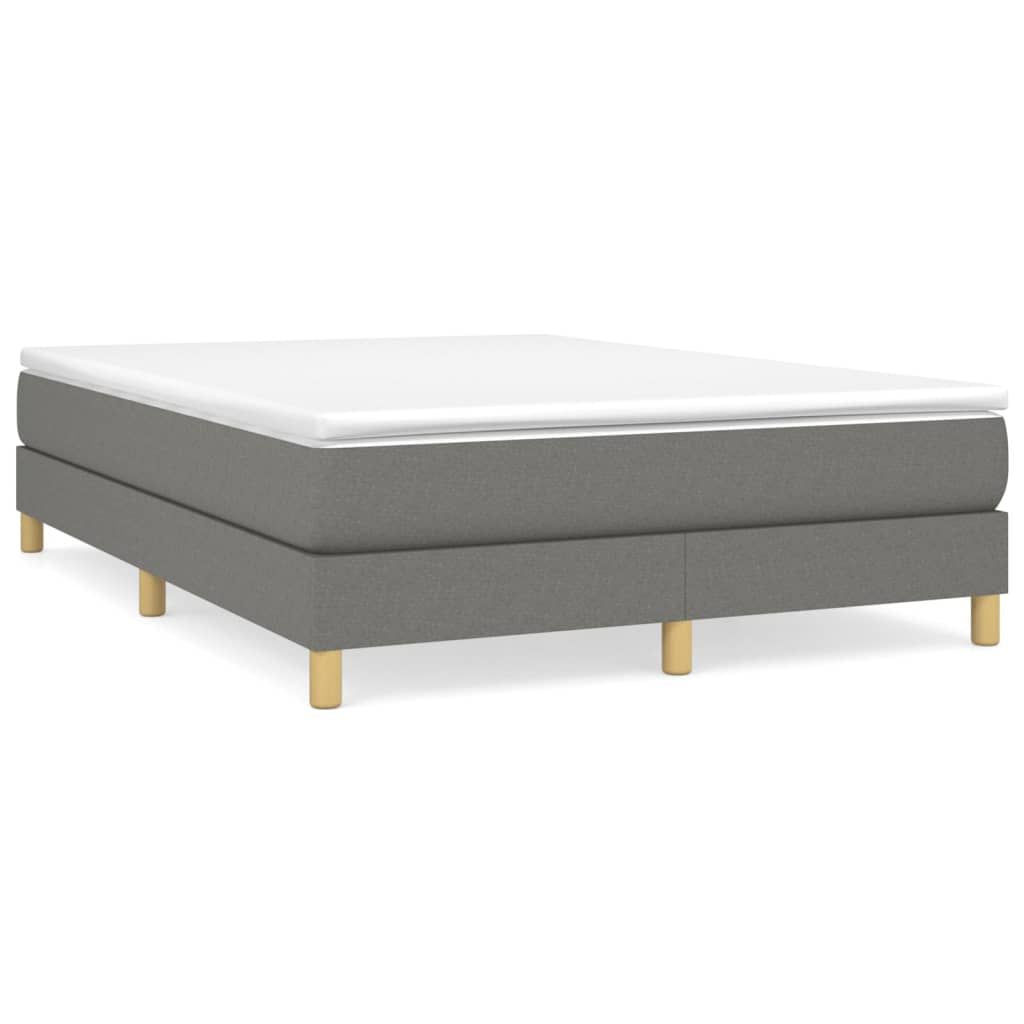 Box Spring Bed Frame Dark Gray Queen Fabric (US Only) image 2