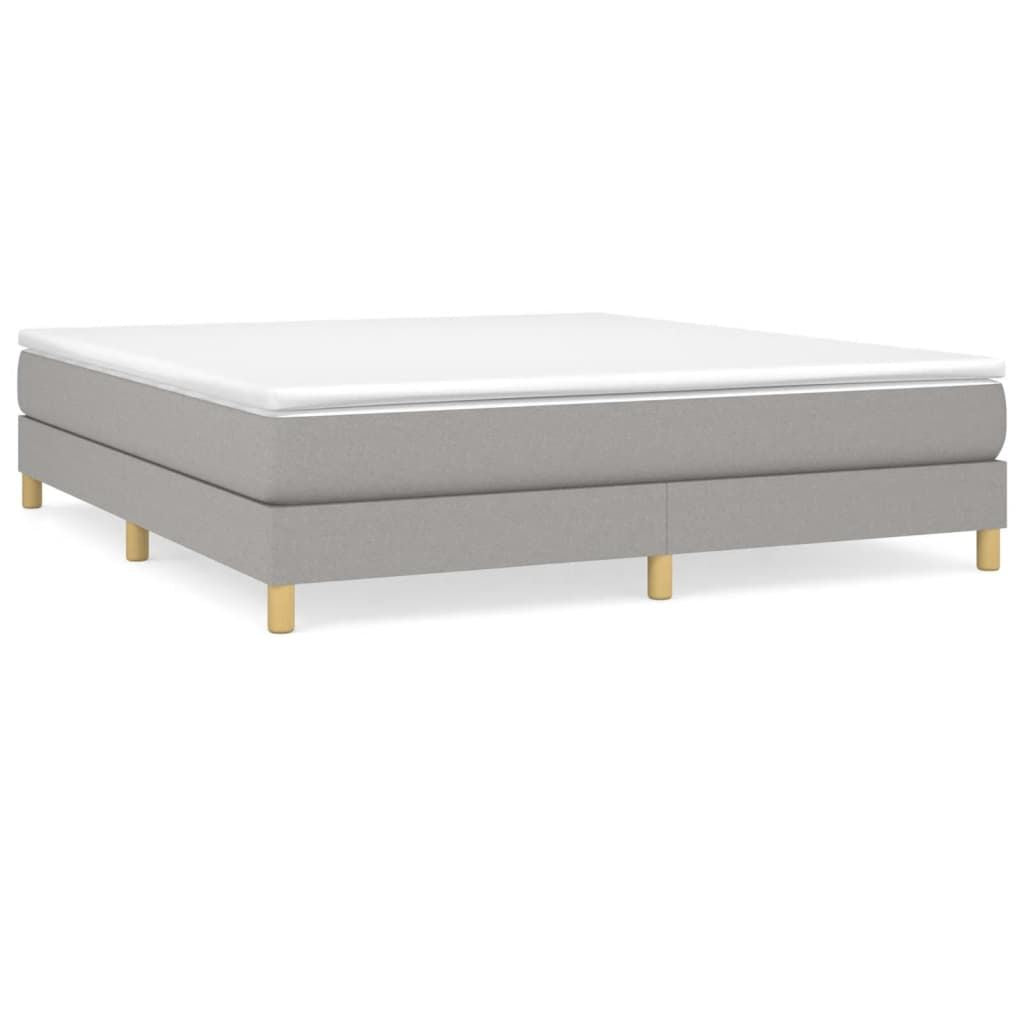 Box Spring Bed Frame Light Gray King Fabric (US Only) image 2