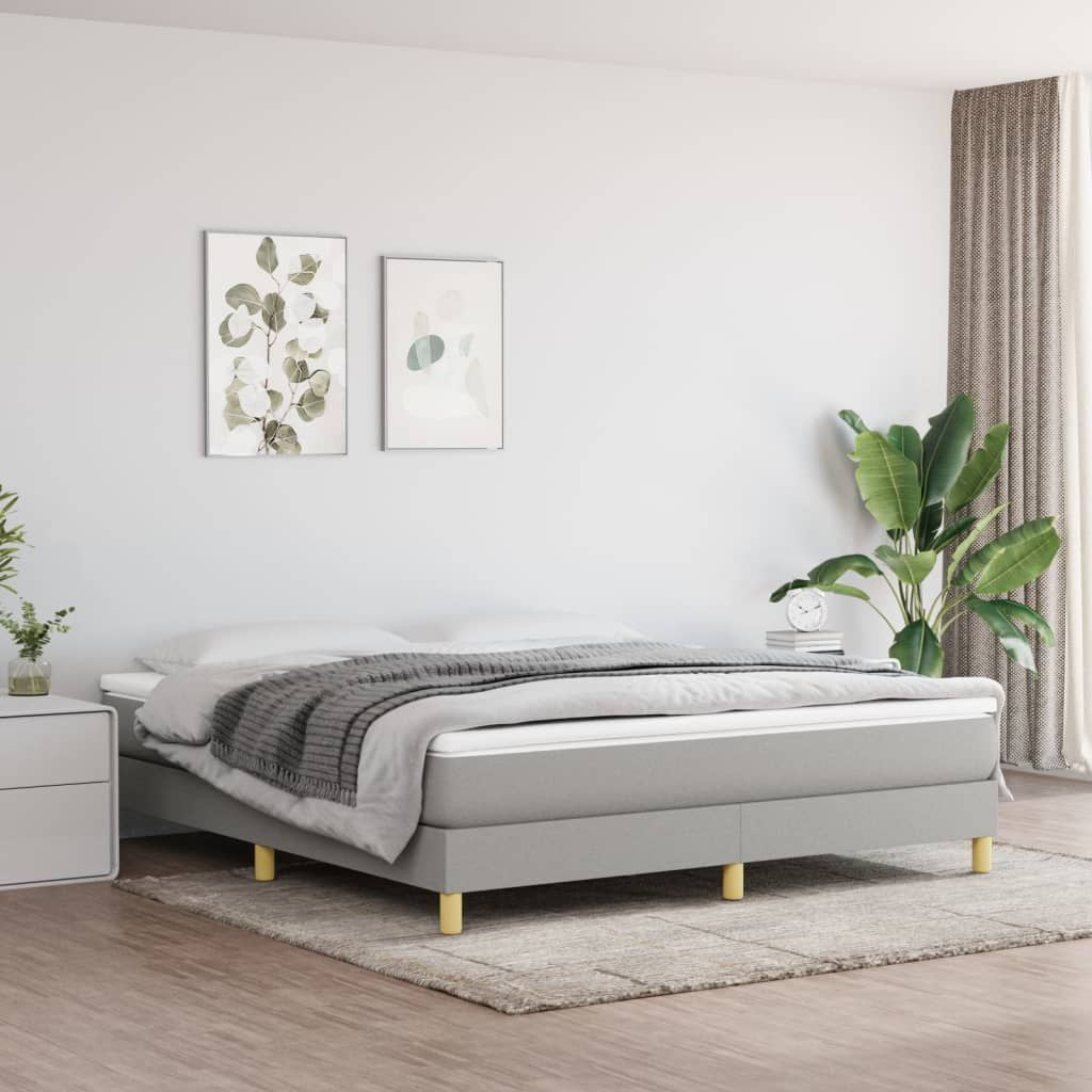 Box Spring Bed Frame Light Gray King Fabric (US Only) image 1