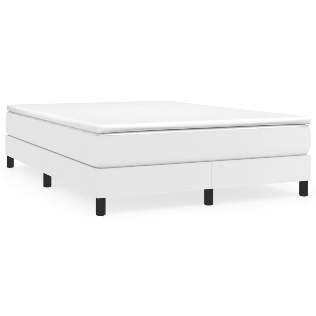 Box Spring Bed Frame White Full Faux Leather (US Only) image 2