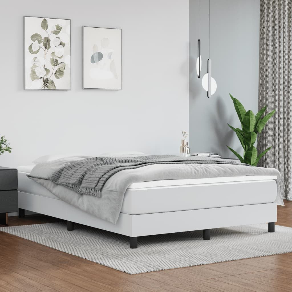 Box Spring Bed Frame White Full Faux Leather (US Only) image 1