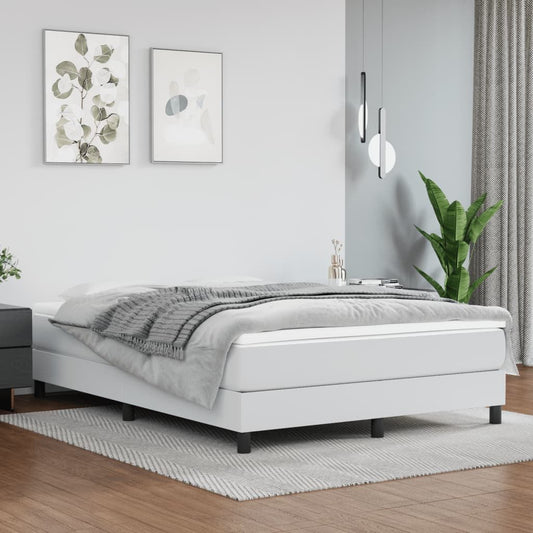 Box Spring Bed Frame White Full Faux Leather (US Only) image 1