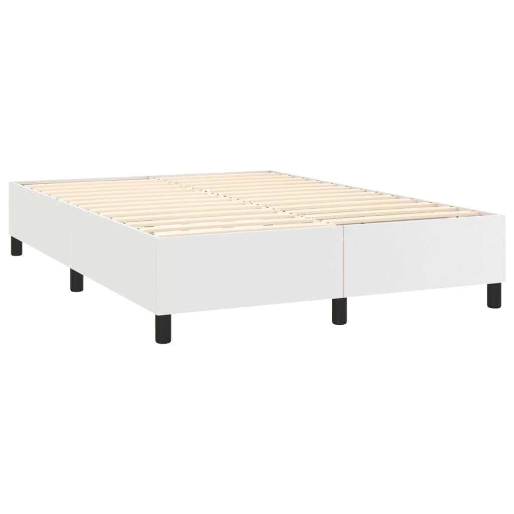 Box Spring Bed Frame White Queen Faux Leather (US Only) image 4