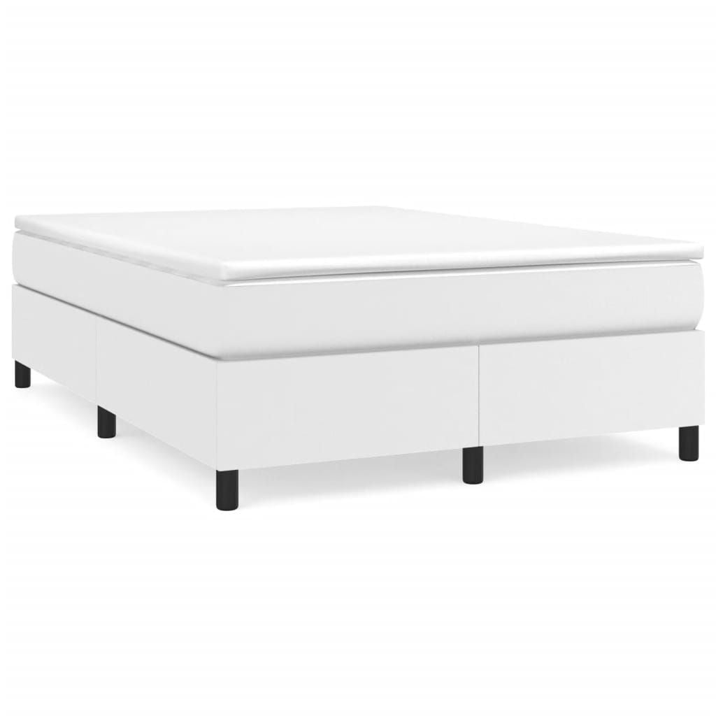 Box Spring Bed Frame White Queen Faux Leather (US Only) image 2