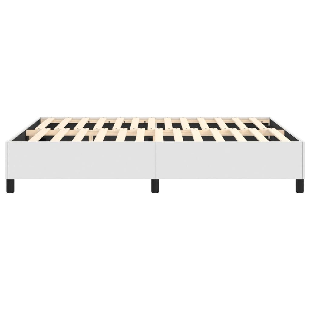 Box Spring Bed Frame White Queen Faux Leather (US Only) image 6