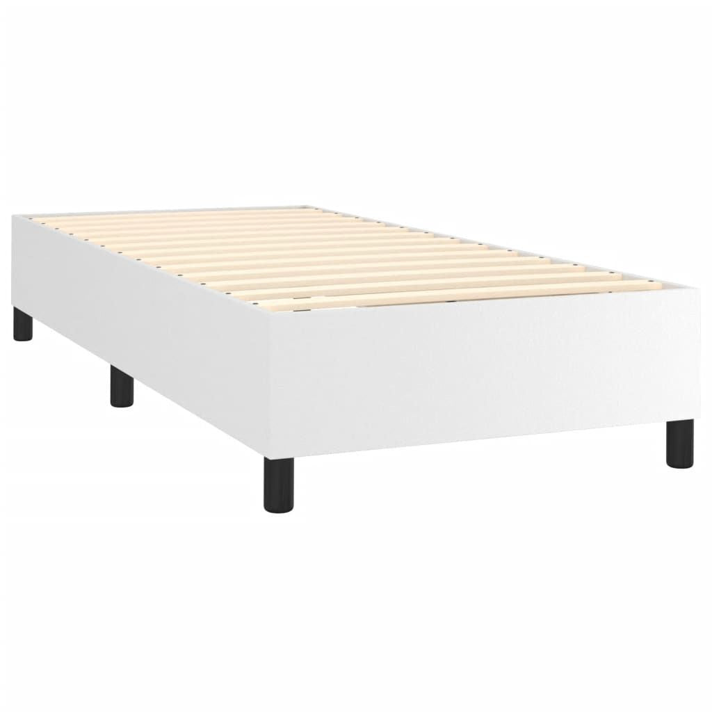 Box Spring Bed Frame White Twin XL Faux Leather (US Only) image 4