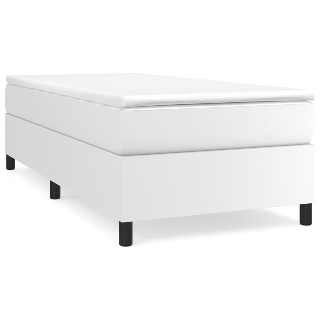 Box Spring Bed Frame White Twin XL Faux Leather (US Only) image 2
