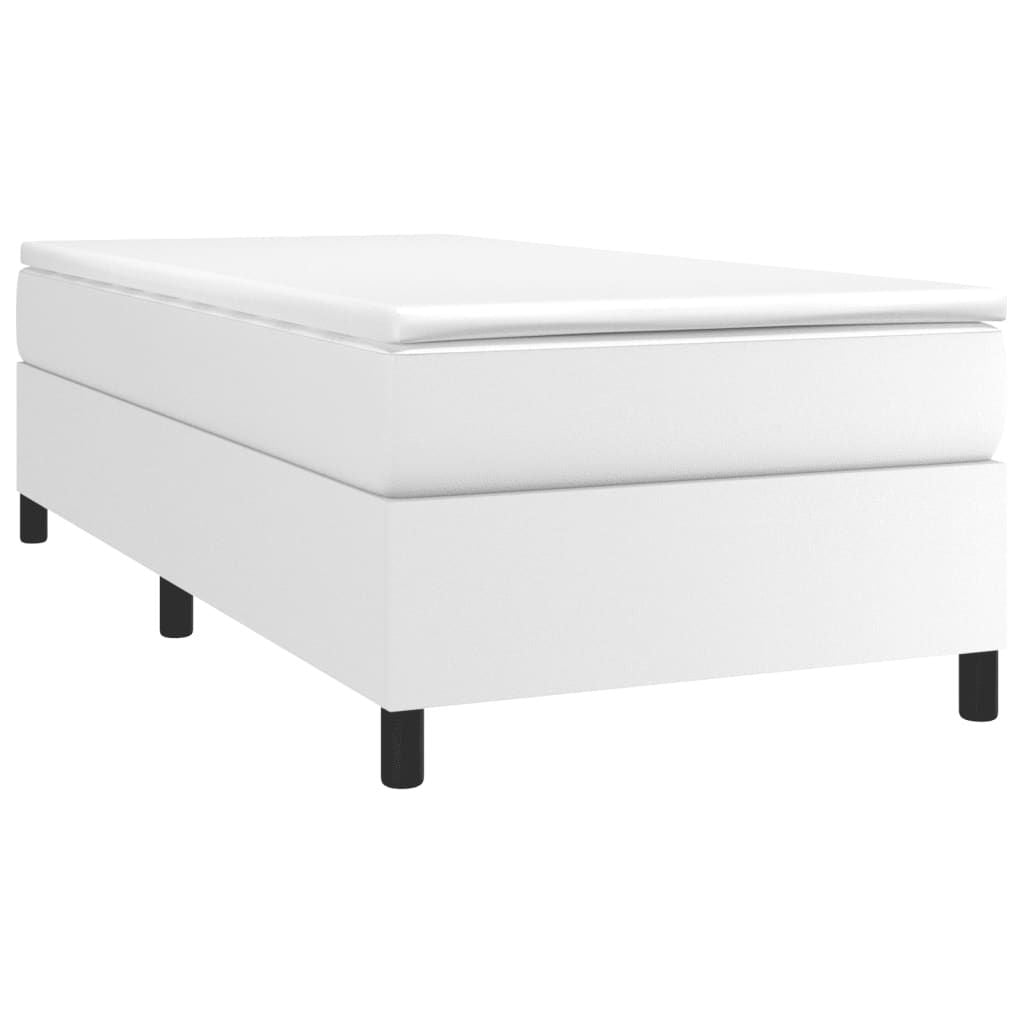 Box Spring Bed Frame White Twin XL Faux Leather (US Only) image 3