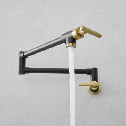 Brass Made Pot Filler, Black & Gold Pot Filler Faucet, Wall Mount Folding Kitchen Sink Pot Filler Faucets, Retractable S image 1