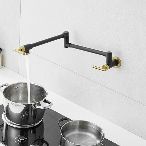 Brass Made Pot Filler, Black & Gold Pot Filler Faucet, Wall Mount Folding Kitchen Sink Pot Filler Faucets, Retractable S image 6