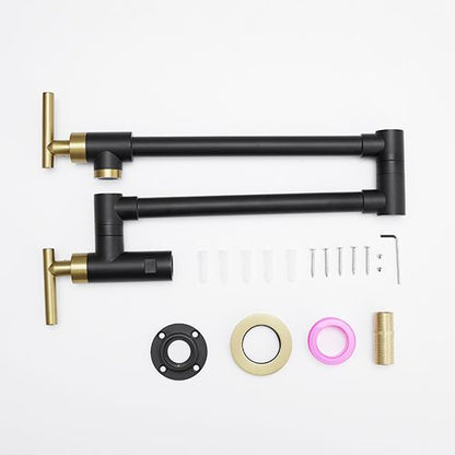 Brass Made Pot Filler, Black & Gold Pot Filler Faucet, Wall Mount Folding Kitchen Sink Pot Filler Faucets, Retractable S image 9