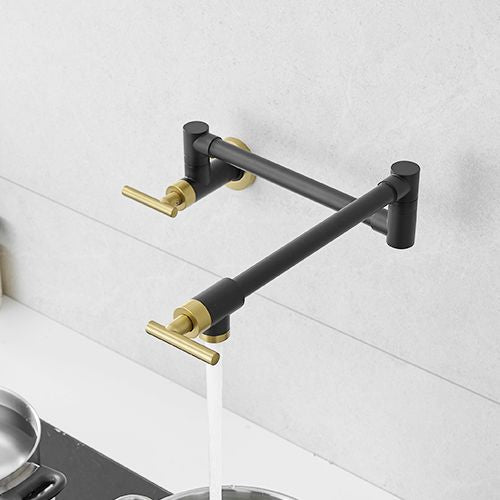 Brass Made Pot Filler, Black & Gold Pot Filler Faucet, Wall Mount Folding Kitchen Sink Pot Filler Faucets, Retractable S image 2