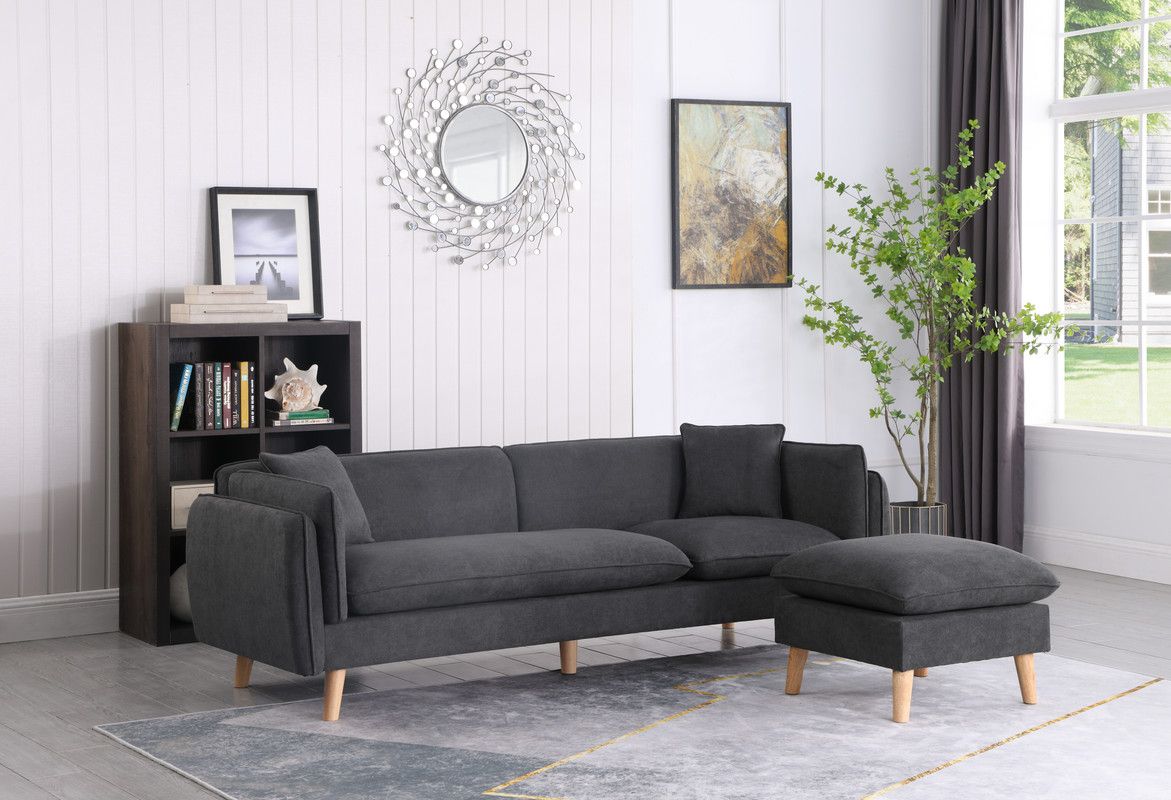 Brayden 86.5" Dark Gray Fabric Sectional Sofa Chaise image 4