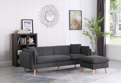 Brayden 86.5" Dark Gray Fabric Sectional Sofa Chaise image 4