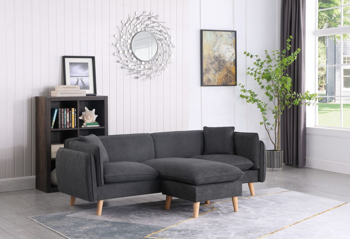 Brayden 86.5" Dark Gray Fabric Sectional Sofa Chaise image 3