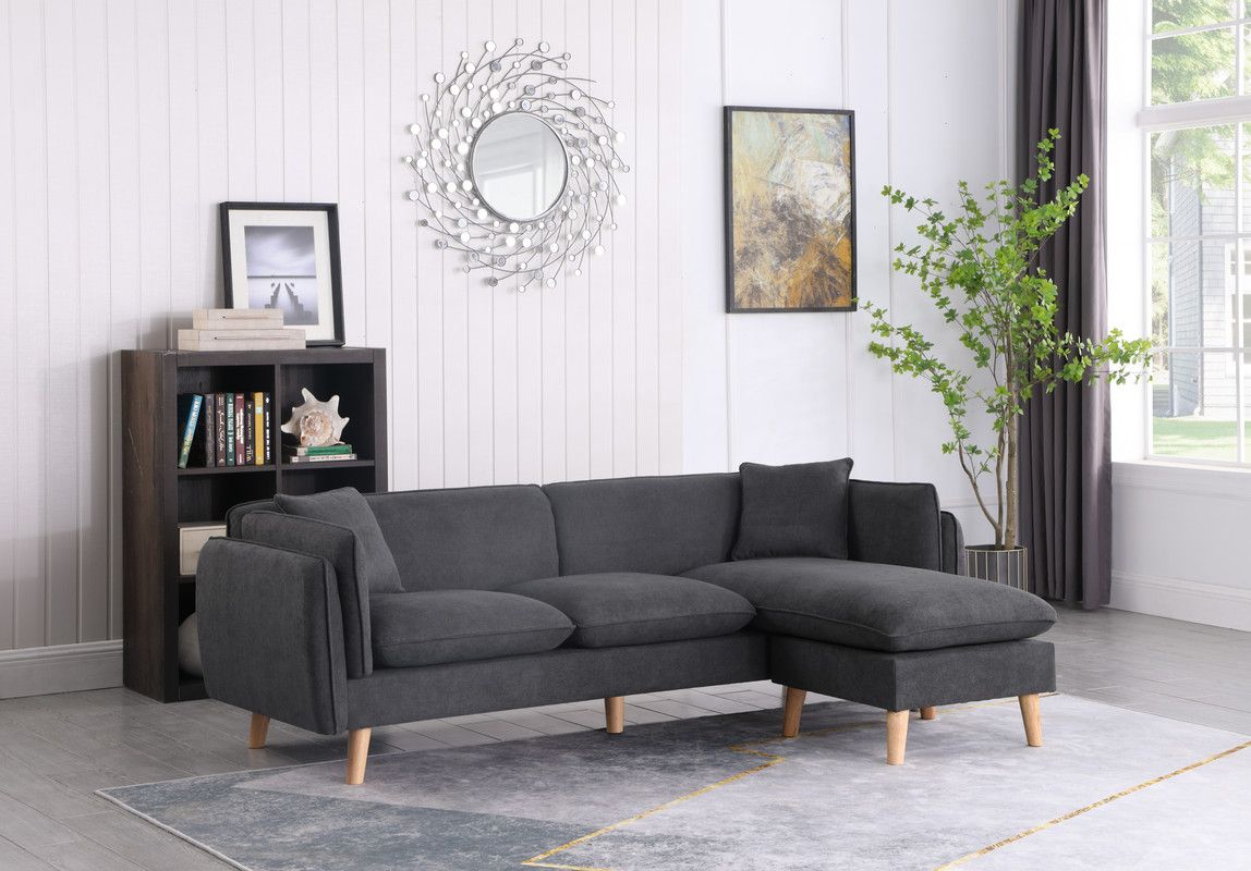 Brayden 86.5" Dark Gray Fabric Sectional Sofa Chaise image 1
