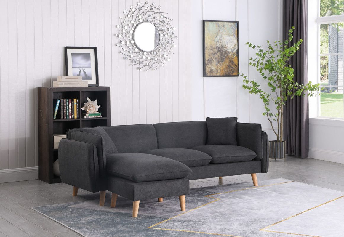 Brayden 86.5" Dark Gray Fabric Sectional Sofa Chaise image 2