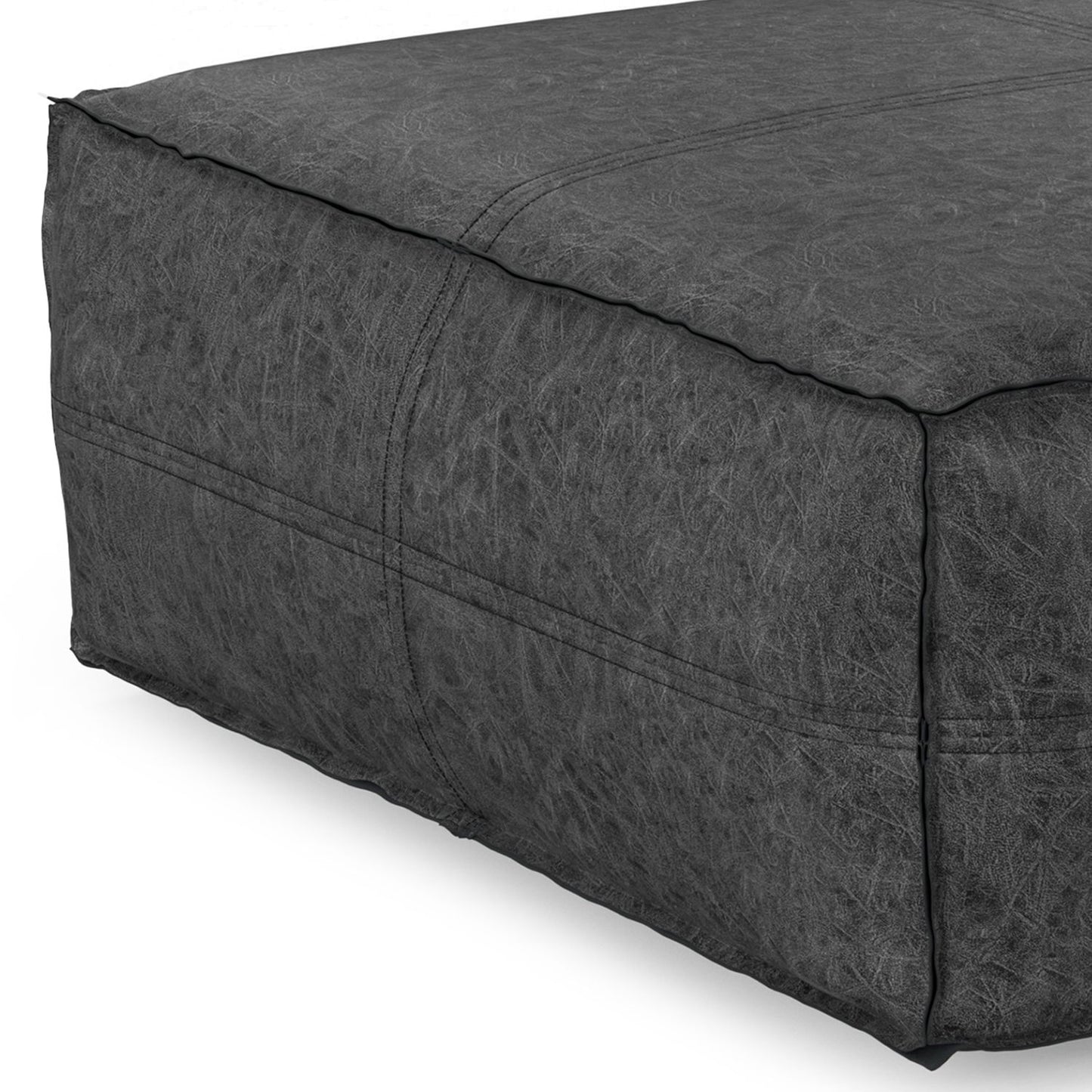 Brody - Extra Large Coffee Table Pouf - Distressed Black image 5