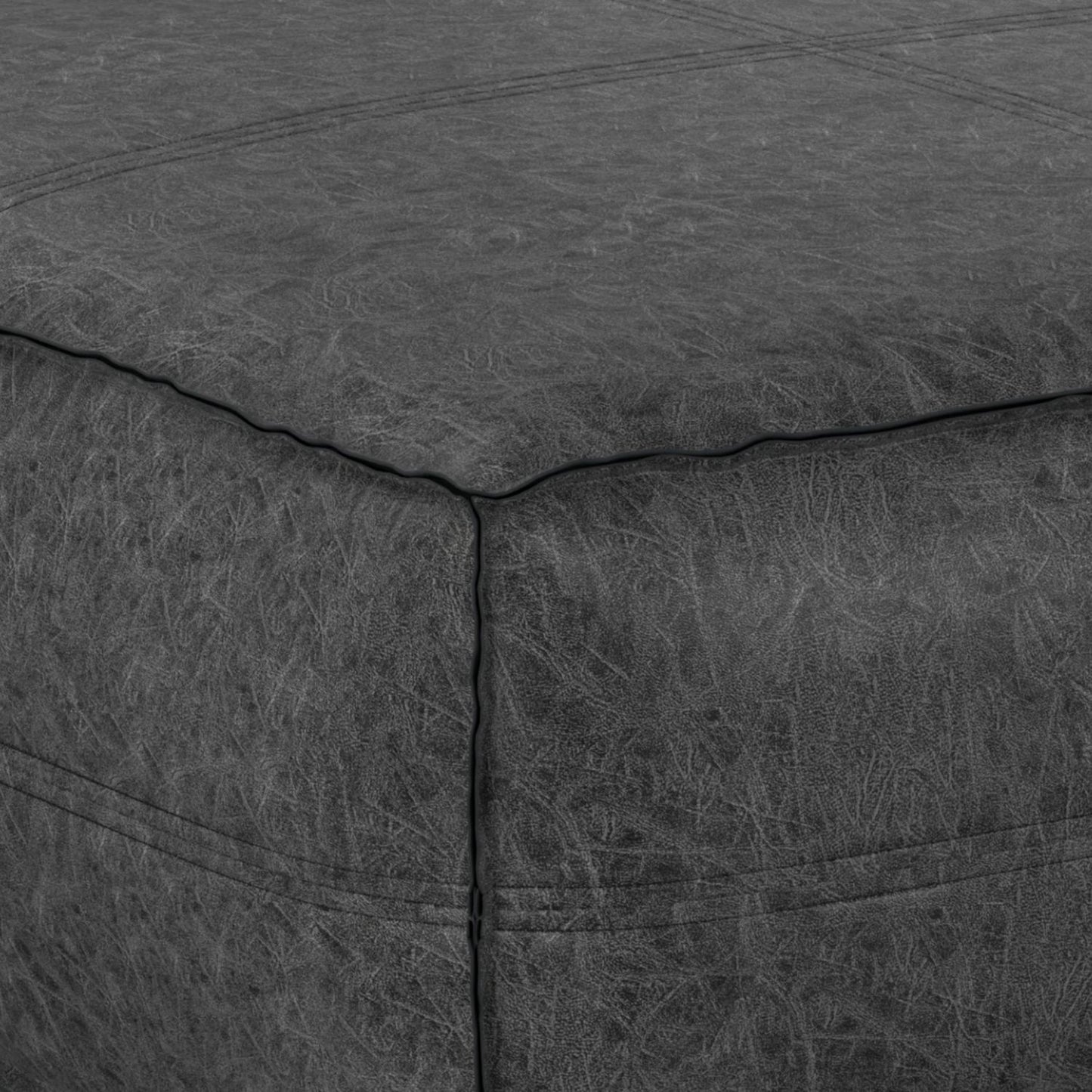 Brody - Extra Large Coffee Table Pouf - Distressed Black image 2