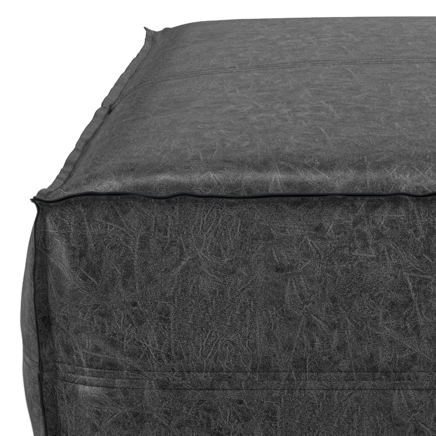 Brody - Extra Large Coffee Table Pouf - Distressed Black image 4