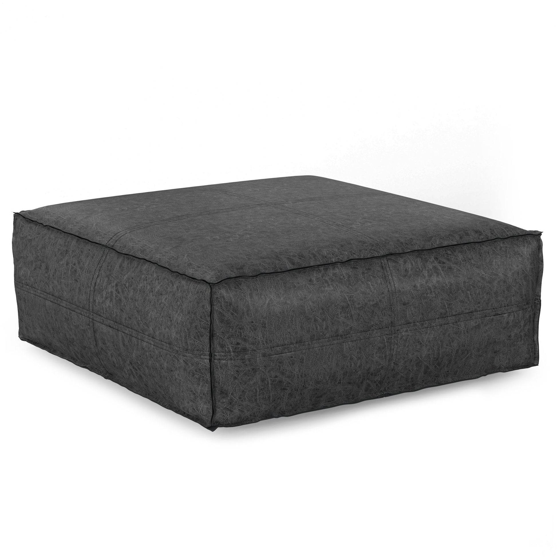 Brody - Extra Large Coffee Table Pouf - Distressed Black image 1
