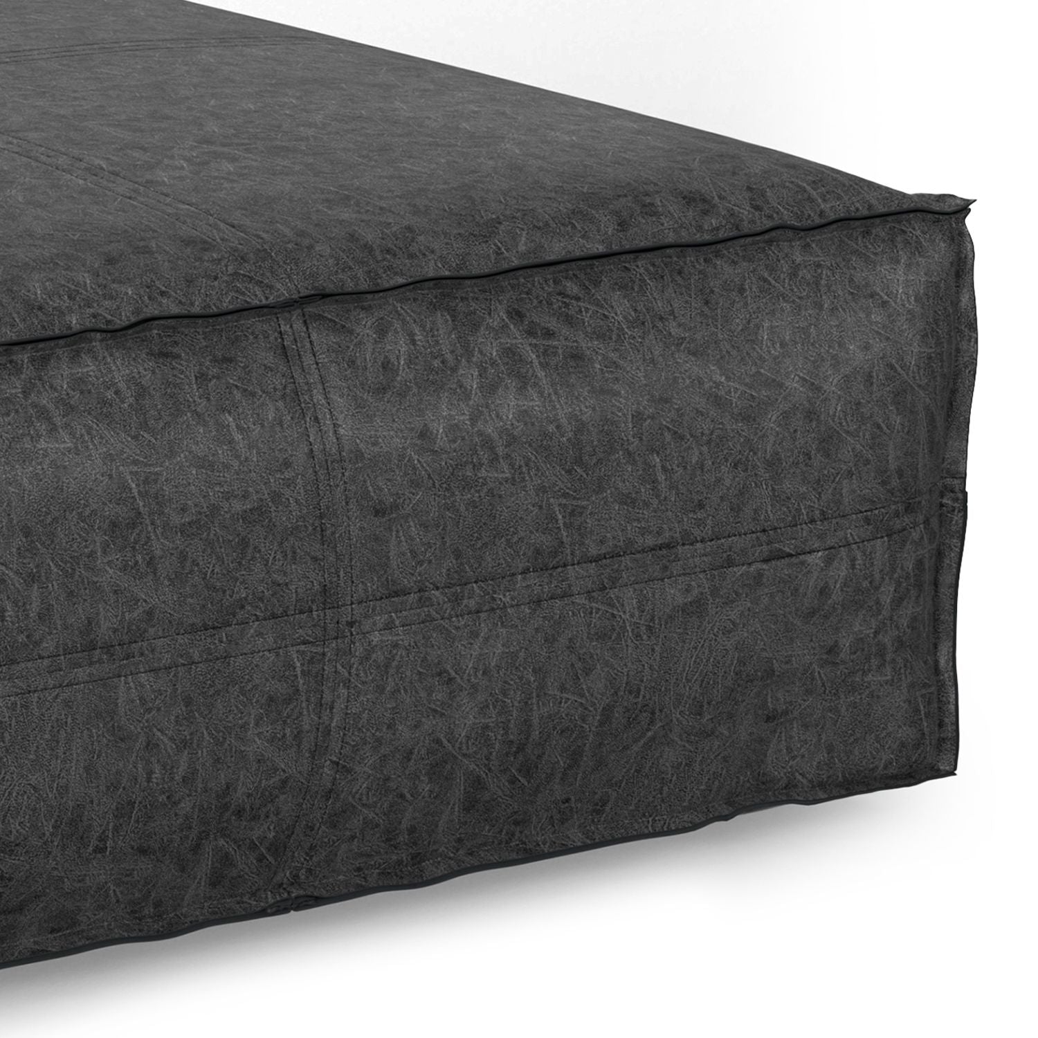Brody - Extra Large Coffee Table Pouf - Distressed Black image 3