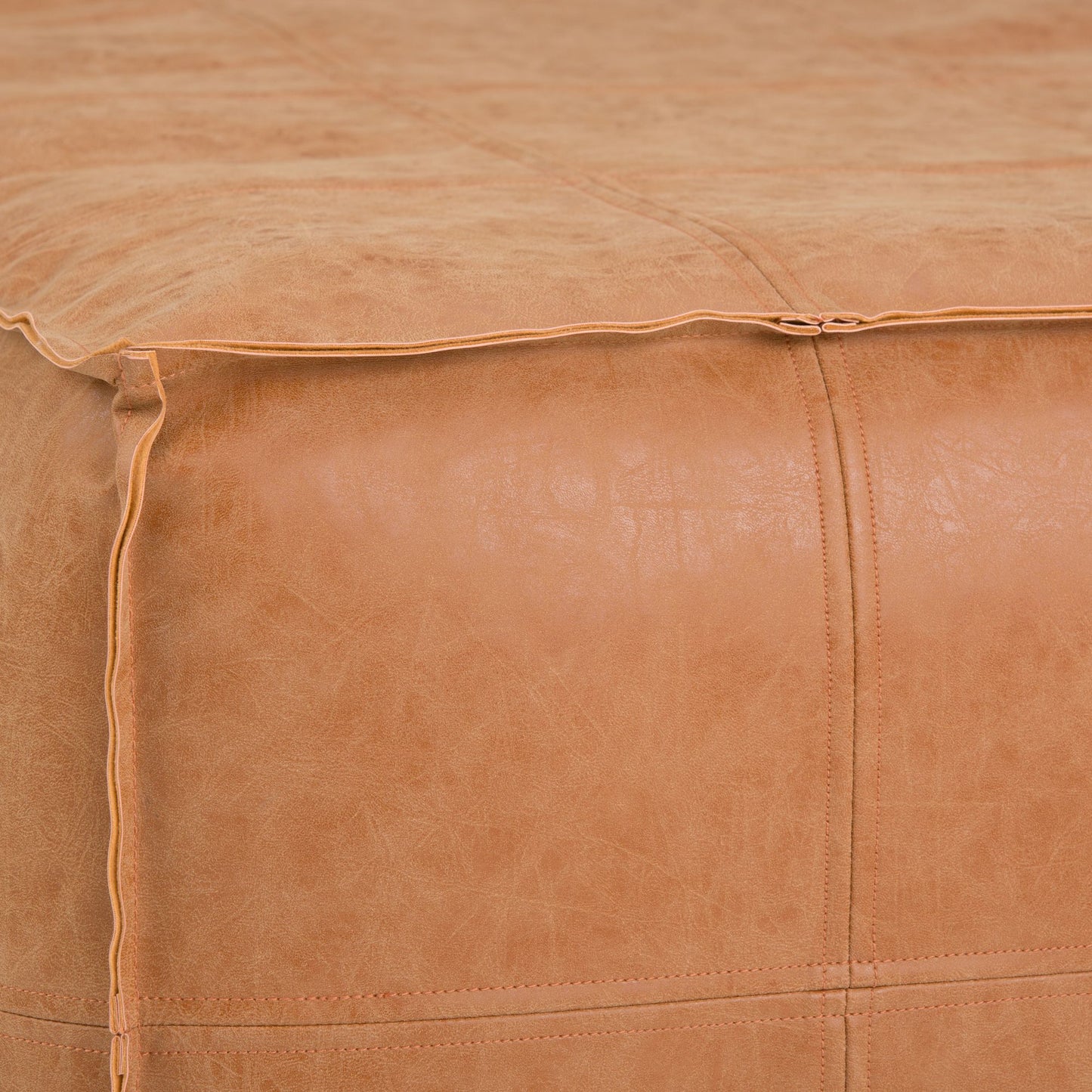 Brody - Large Square Coffee Table Pouf - Distressed Brown image 2