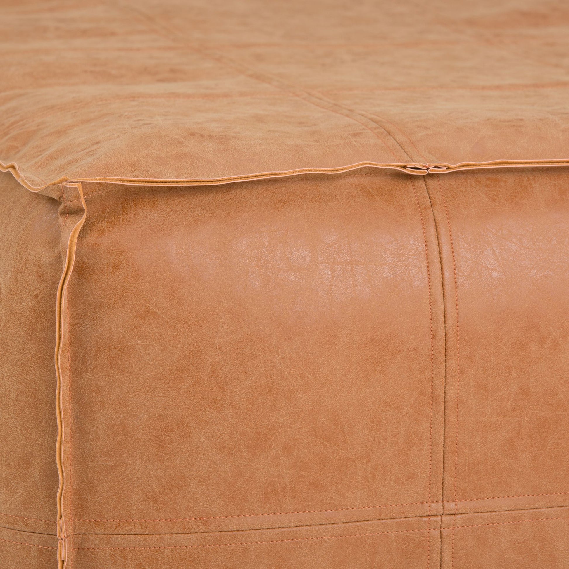 Brody - Large Square Coffee Table Pouf - Distressed Brown image 2