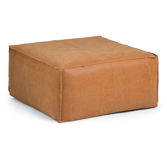 Brody Large Square Coffee Table Pouf Distressed Brown front view