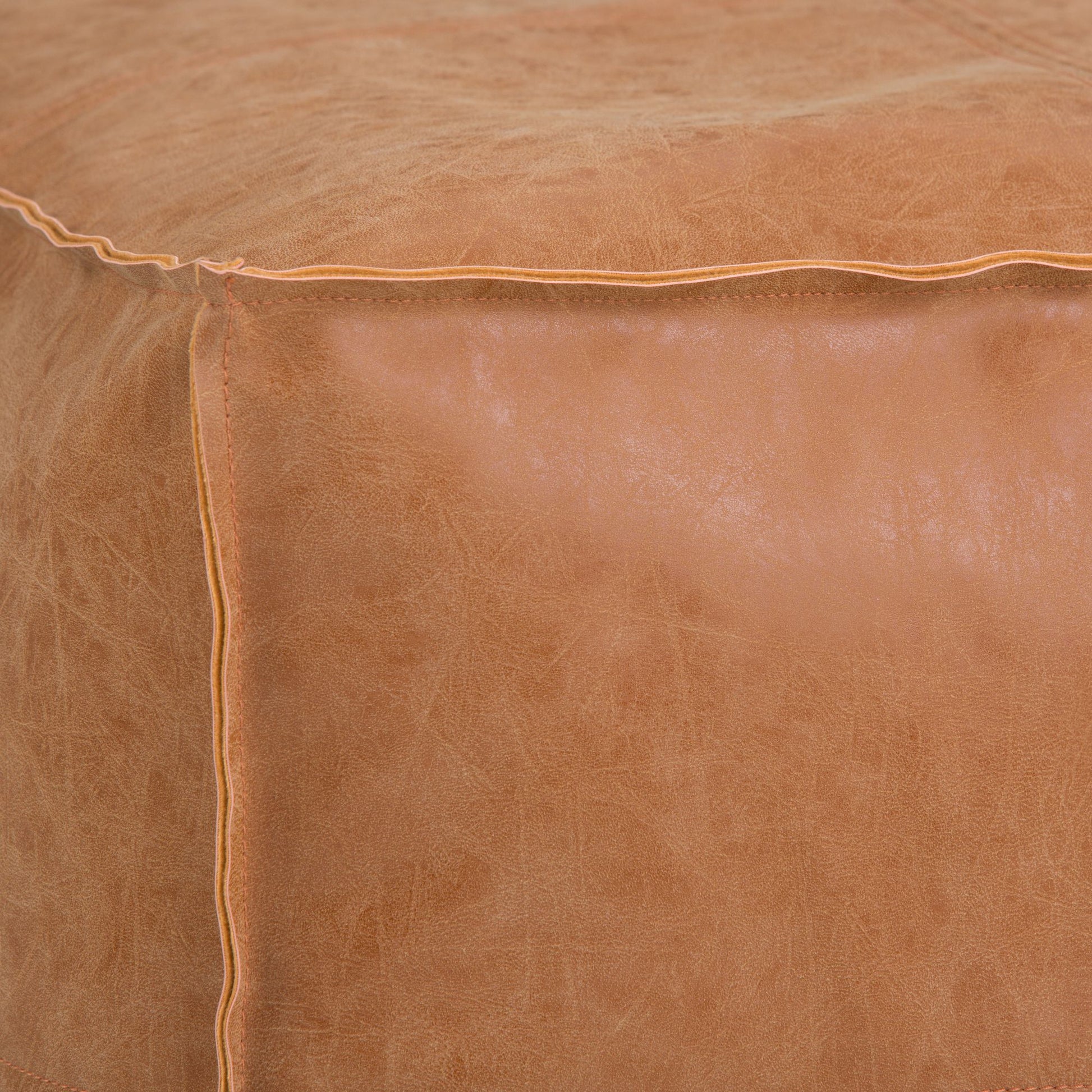 Brody - Square Pouf - Distressed Brown image 5