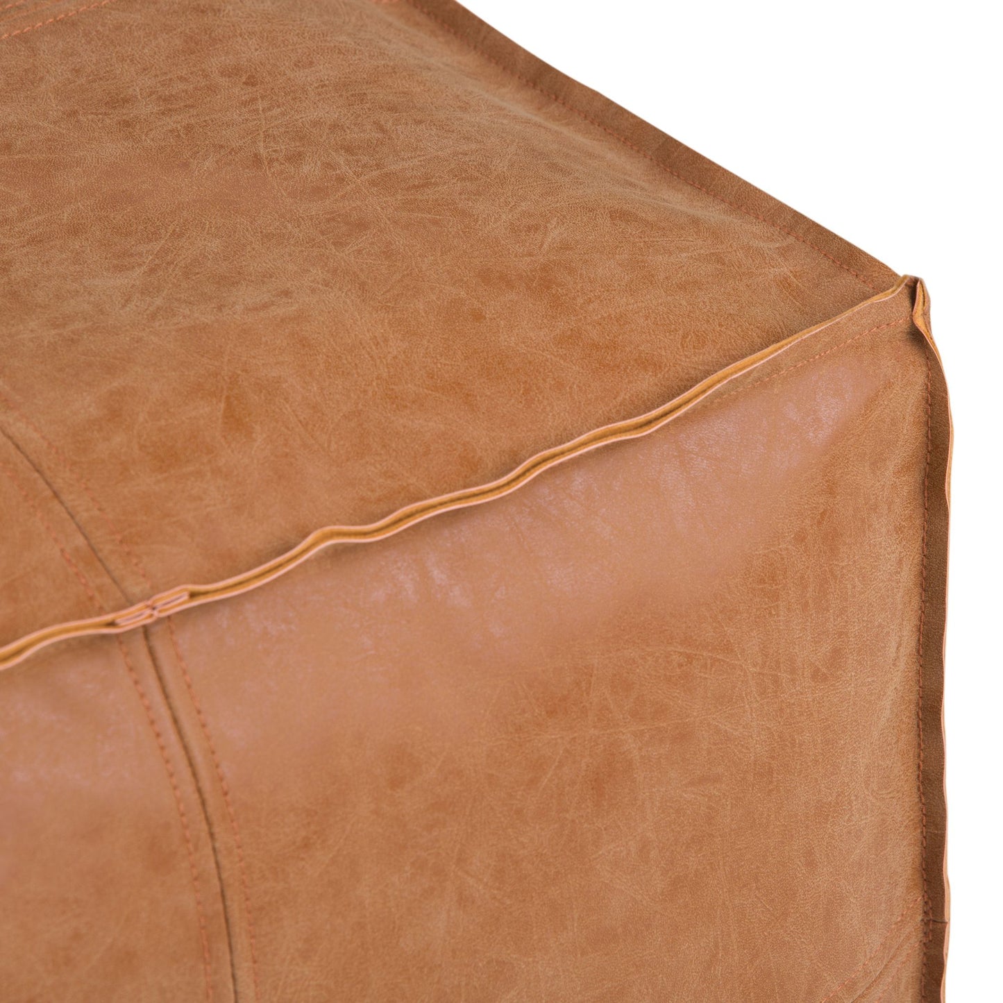 Brody - Square Pouf - Distressed Brown image 3