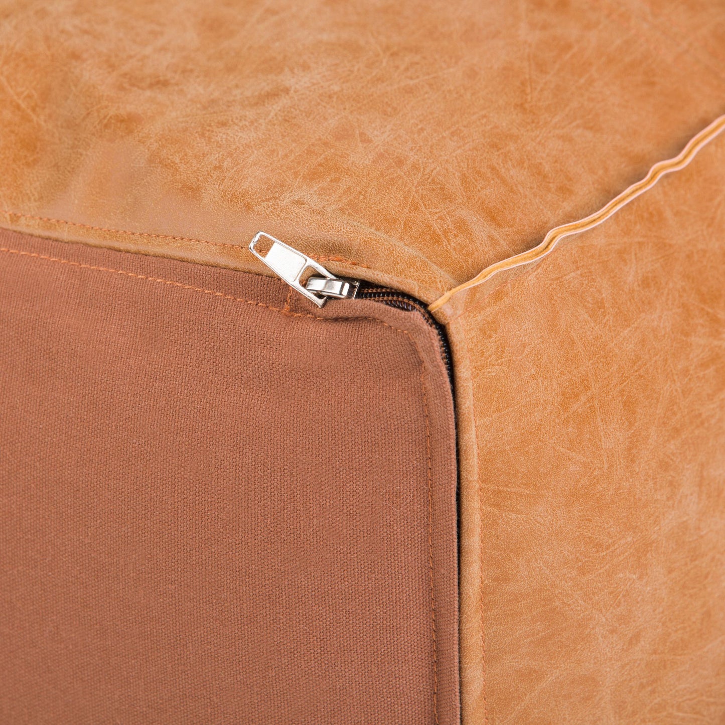 Brody - Square Pouf - Distressed Brown image 4