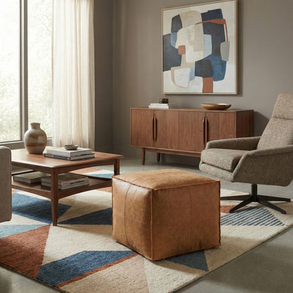 Brody - Square Pouf - Distressed Brown image 8