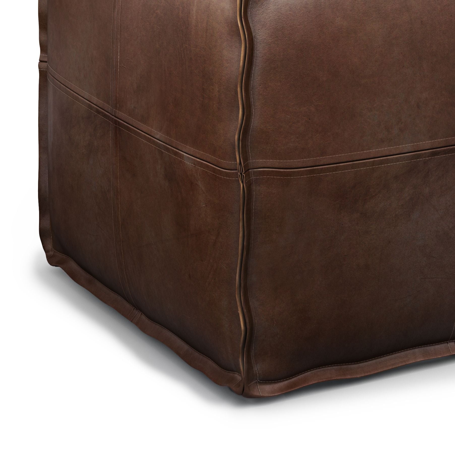 Brody - Square Pouf - Distressed Dark Brown image 3