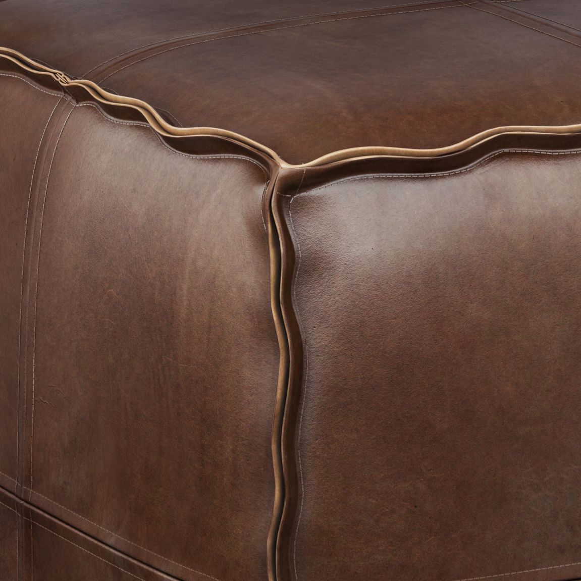 Brody - Square Pouf - Distressed Dark Brown image 2