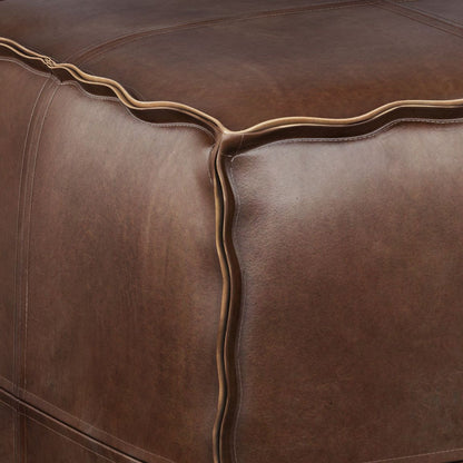 Brody - Square Pouf - Distressed Dark Brown image 2