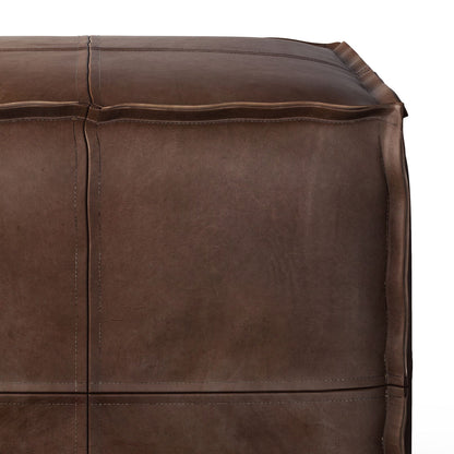 Brody - Square Pouf - Distressed Dark Brown image 4
