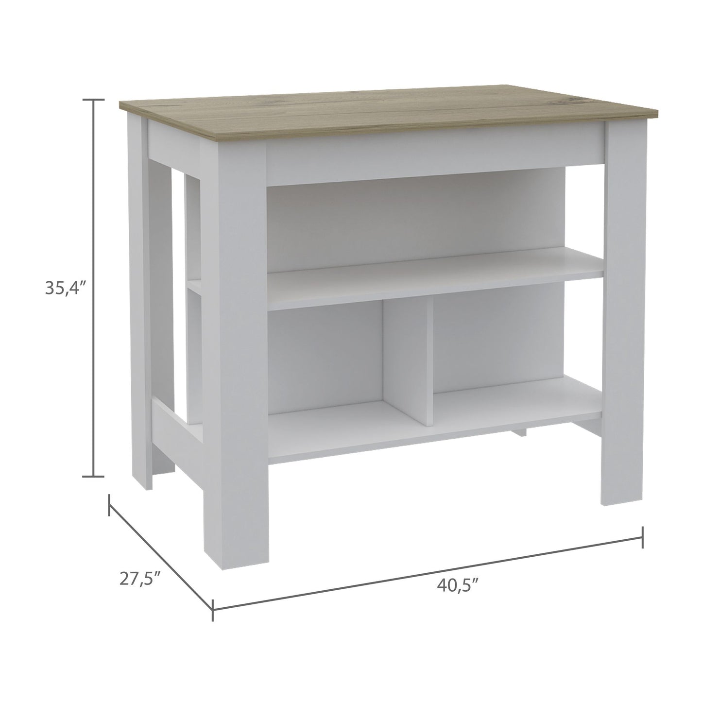 Brooklyn Antibacterial Surface Kitchen Island, Three Concealed Shelves image 4